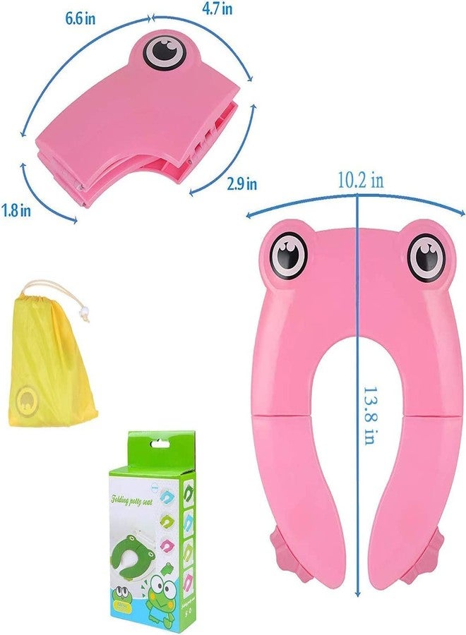 Xpandio Portable Folding Large Non Slip Silionce Pads Potty Training Seat for Kids Boys & Girls, Foldable Toddlers Toilet Seat, Recyclable Potty Seat Cover for Travel (PINK FROGGY) - Image 3