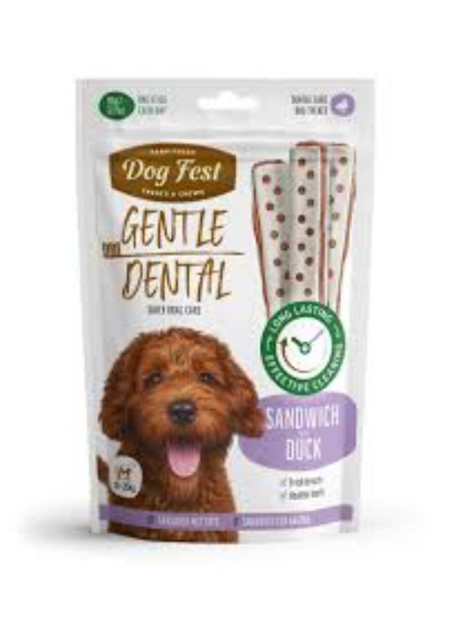 Dog Fest Dental Treats for Adult Dogs Sandwich with Duck 90g Duck-Flavored Dental Chews for Plaque & Fresh Breath From Varmacy - Image 1