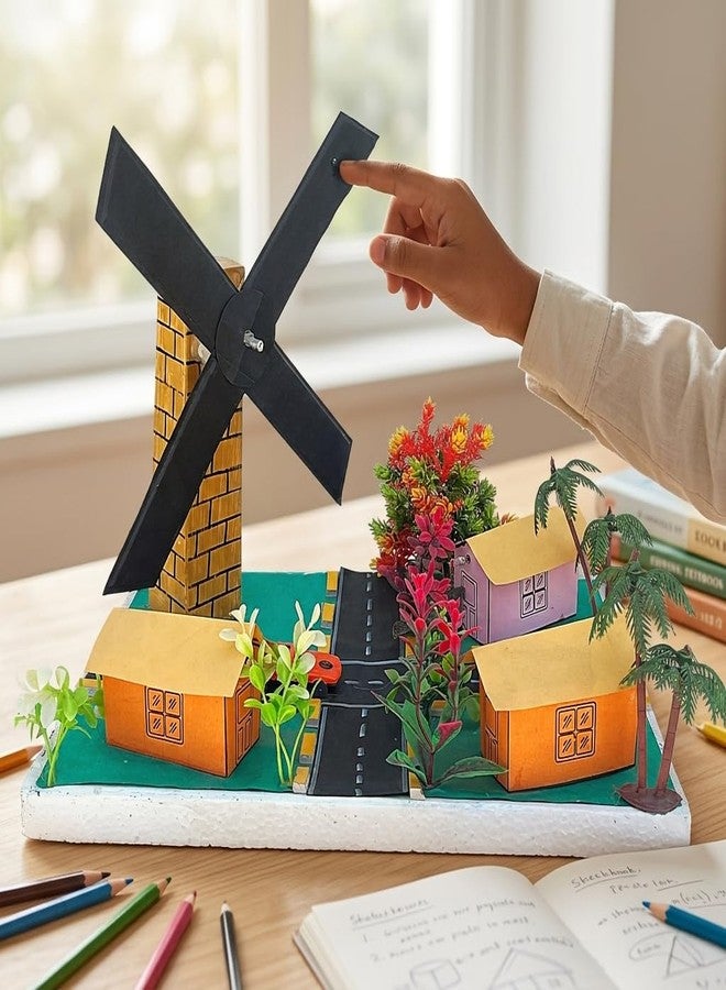 KOMODO CRAFT DIY Urban Windmill Model Kit for School Project | Working Motor Windmill with Village Scene | Science Project Kit for Kids | STEM Learning Toy | Easy to Assemble | Komodo Craft - Image 3