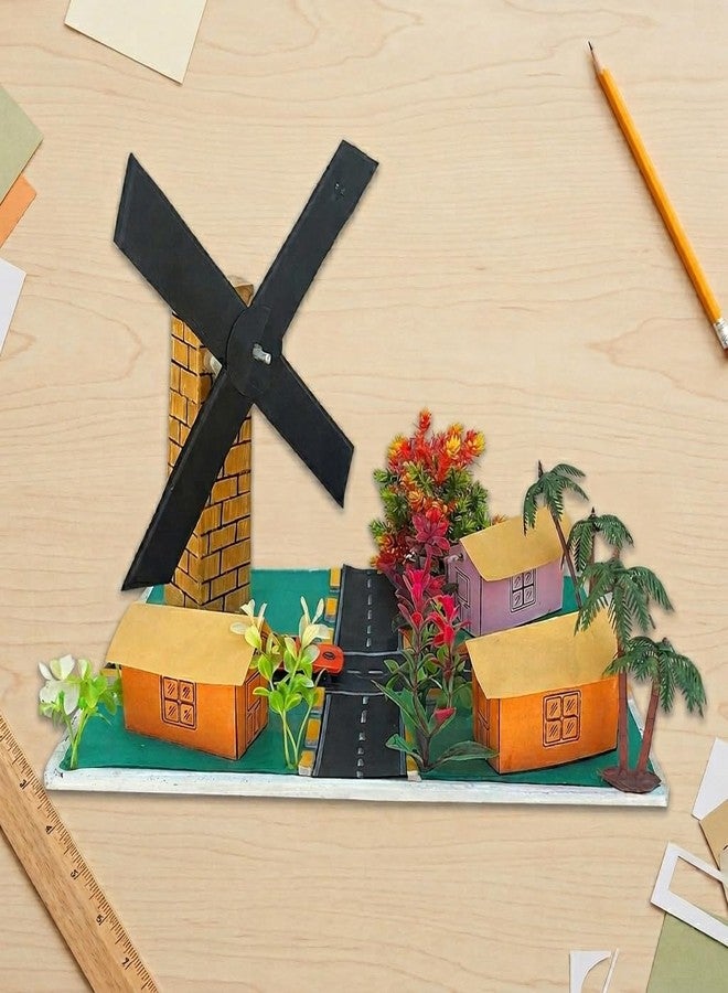 KOMODO CRAFT DIY Urban Windmill Model Kit for School Project | Working Motor Windmill with Village Scene | Science Project Kit for Kids | STEM Learning Toy | Easy to Assemble | Komodo Craft - Image 4