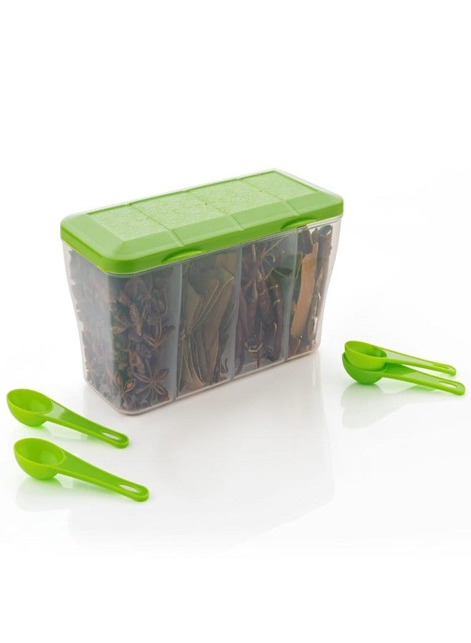 Horizonite Plastic 4 In 1 Masala Box for Kitchen | Storage Container Set for Vegetables, Dryfruits, Spices, Groceries, and Pickles(Achar) Jar with 4 Spoons (1 Pc/Mix Color) - Image 3