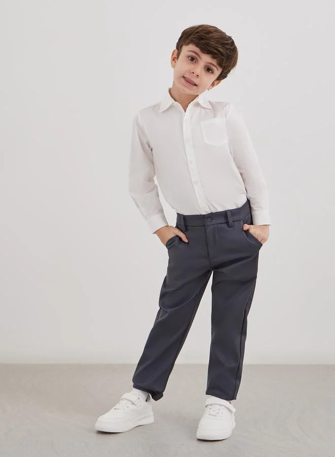 ستايلي Styli Boys Off White Long Sleeves Shirt with Pocket