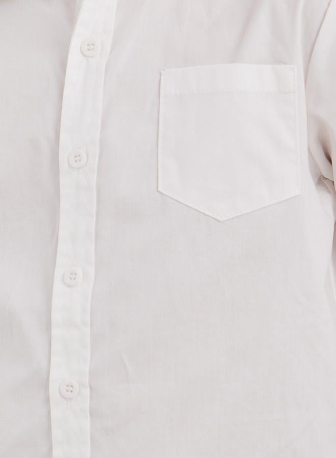 ستايلي قميص أبيض طويل الأكمام للأولاد للمدرسة مع جيب - Image 3