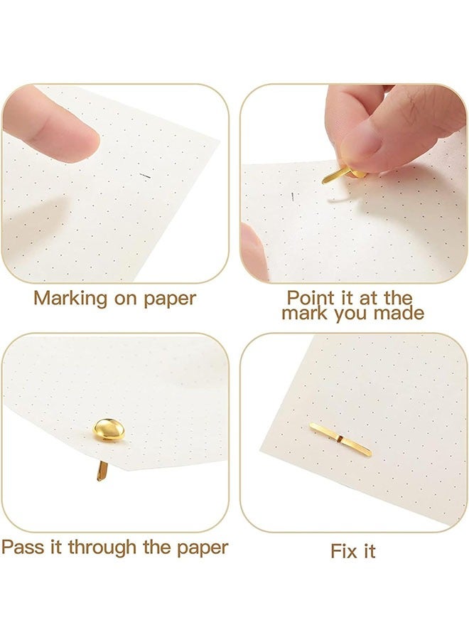 Generic 100pcs Paper Fasteners Brads, 15* 8 mm Split Pins Round Metal Art Fasteners Brass Decorative Pins, Gold  - Image 4