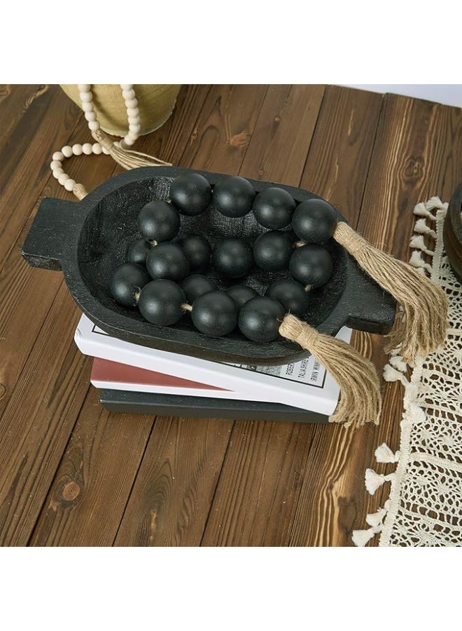 OMISHE Large Wood Bead Garland Black With 1.6" Diameter Wooden Beads and Tassels, 41" Long Rustic Farmhouse Country Decor for Home Tiered Tray, Decorative Black - Image 4