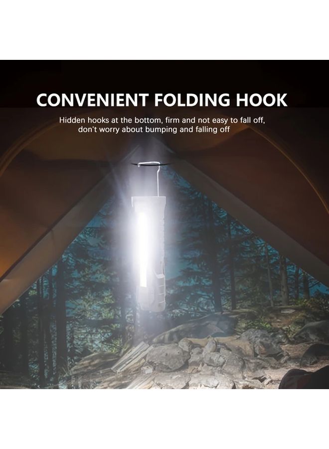 Brown Portable LED Flashlight USB Rechargeable Foldable COB Work Light Magnet Hook Rotatable Tent Lantern 7 Modes Camping Light - Image 5