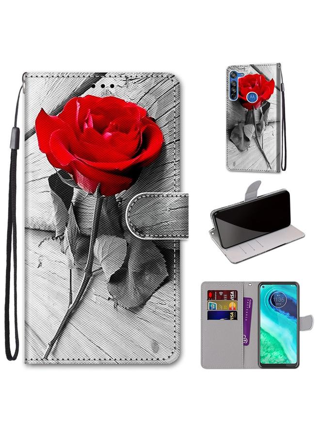 S-TOP Case For Motorola Moto G8 Coloured Drawing Cross Texture Horizontal Flip PU Leather Case with Holder & Card Slots & Wallet & Lanyard - Image 1