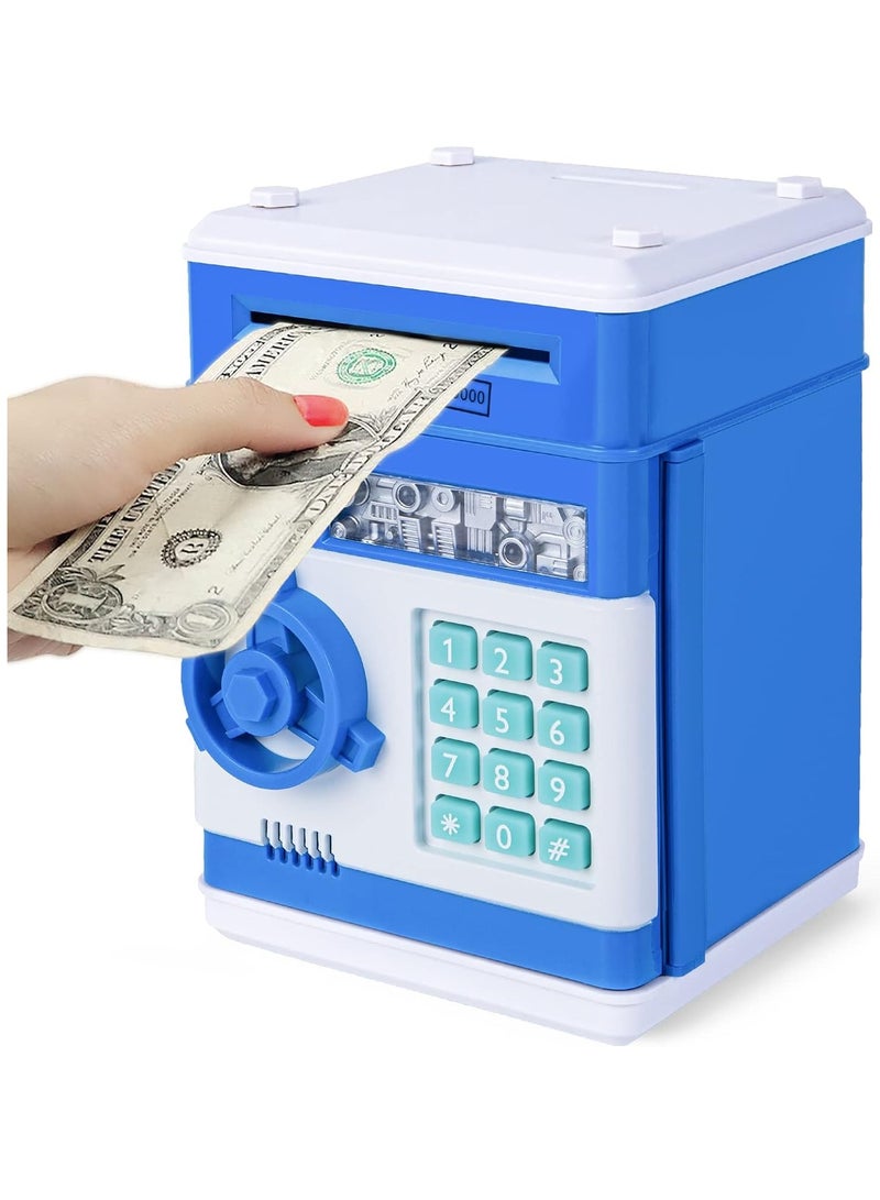 ELTRAZONE "ELTRAZONE Safe Coin Bank – Interactive ATM Toy for Kids (Ages 3-12) with Bank Card and Electronic Features, Blue" - Image 1