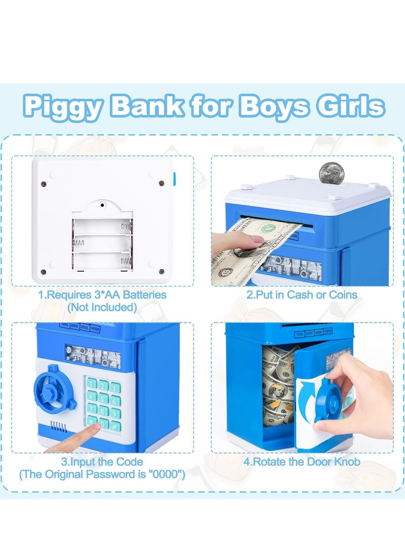 ELTRAZONE "ELTRAZONE Safe Coin Bank – Interactive ATM Toy for Kids (Ages 3-12) with Bank Card and Electronic Features, Blue" - Image 3