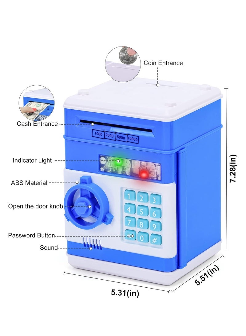 ELTRAZONE "ELTRAZONE Safe Coin Bank – Interactive ATM Toy for Kids (Ages 3-12) with Bank Card and Electronic Features, Blue" - Image 5