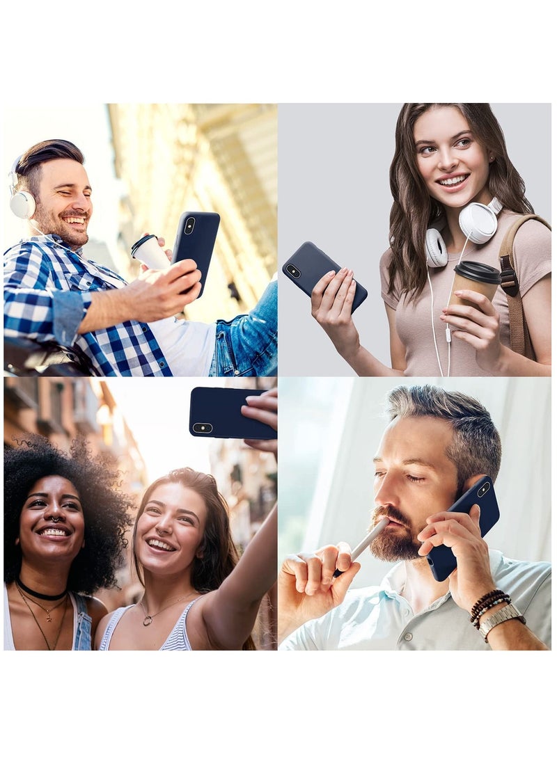 DUSALA Silicone Protective Case for iPhone X,XS - Soft Liquid Silicone Gel Slim Rubber Cover Shockproof Bumper Anti-Scratch Anti-Fingerprint (BLUE) - Image 2