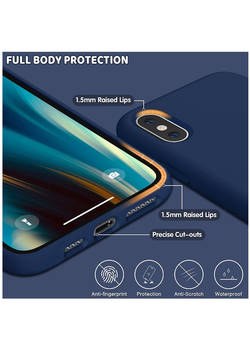 DUSALA Silicone Protective Case for iPhone X,XS - Soft Liquid Silicone Gel Slim Rubber Cover Shockproof Bumper Anti-Scratch Anti-Fingerprint (BLUE) - Image 3