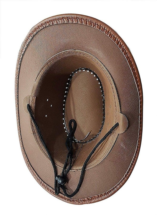 Zeki Fedora Hats for Cowboy Leather Fedora Hat for Unisex, 25 Gram, (Brown, Pack of 1) - Image 3