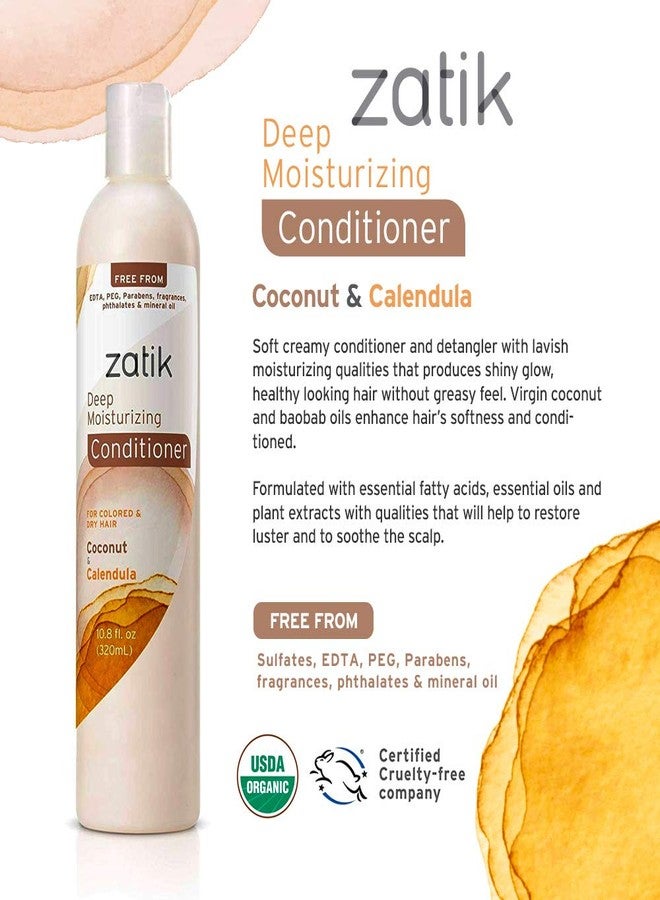 Zatik Naturals - Deep Moisturizing Conditioner - Coconut & Calendula, for Colored, Dry damaged Hair, Bio-degradable, pH Balanced, Vegan, FREE FROM EDTA, PEG, Parabens, fragrances, 10.8 fl oz, 320ml - Image 2