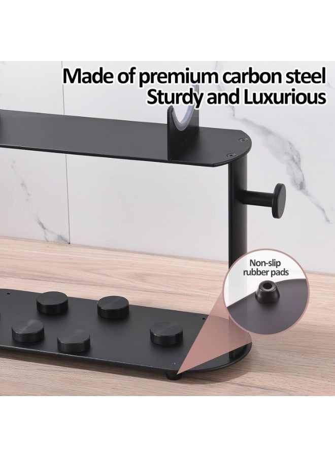 ZEESQUARE Dyson Airwrap Holder & Organizer Stand | Acrylic Storage Rack for Dyson Airwrap Styler & Accessories | 6-Slot Countertop Hair Tool Organizer with Cord Hook for Long Barrel, Diffuser, Brushes & Attachments | Black - Image 5
