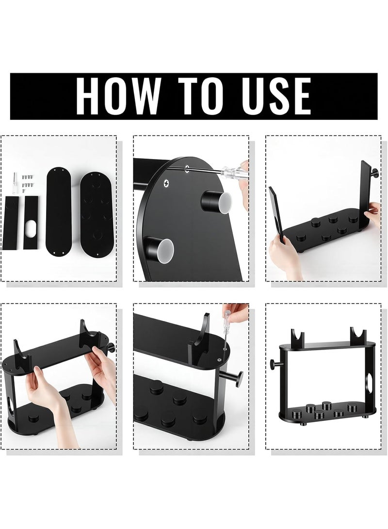 ZEESQUARE Dyson Airwrap Holder & Organizer Stand | Acrylic Storage Rack for Dyson Airwrap Styler & Accessories | 6-Slot Countertop Hair Tool Organizer with Cord Hook for Long Barrel, Diffuser, Brushes & Attachments | Black - Image 2