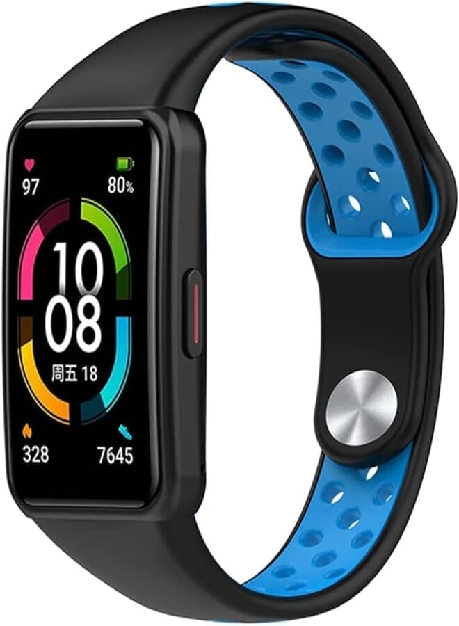 Next Next Store Dual Color Silicone Replacement Strap for Honor Band 6 and Huawei Band 6 - Smart Breathable