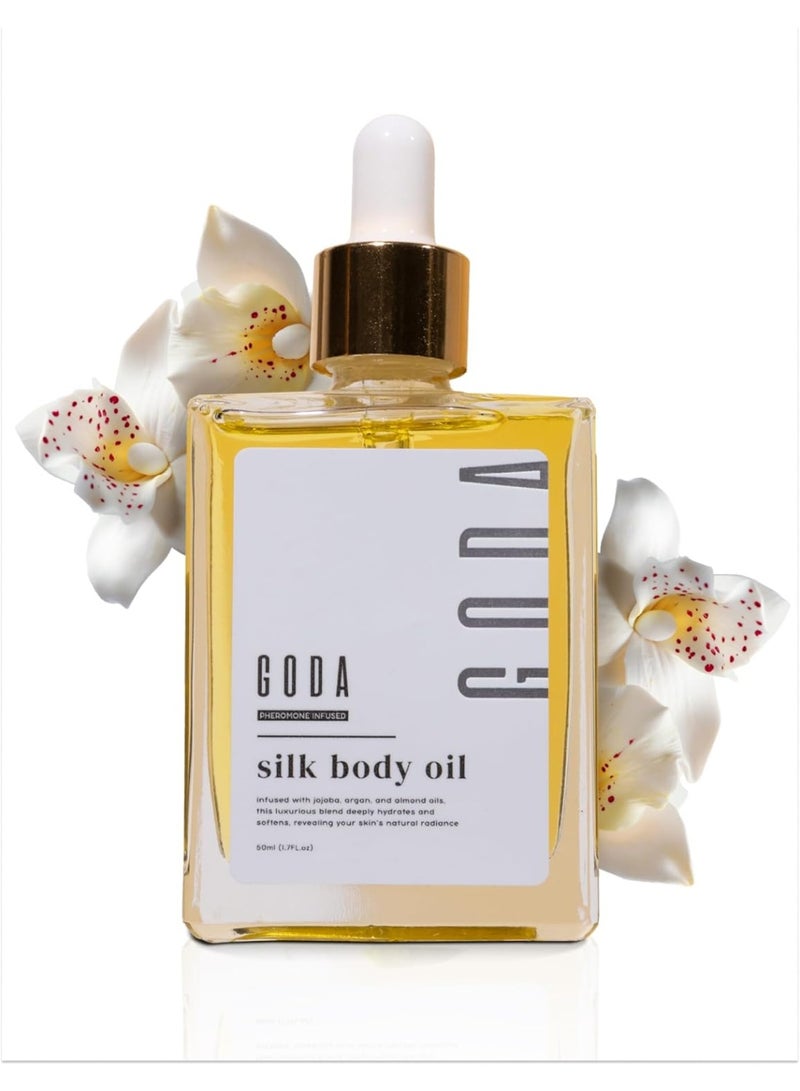 GODA Silk Body Oil Women - Firming Anti Aging Moisturizing Formula, Crepey Skin Hydrating After Shower, Scented Organic Blend Premium Skincare - Image 1