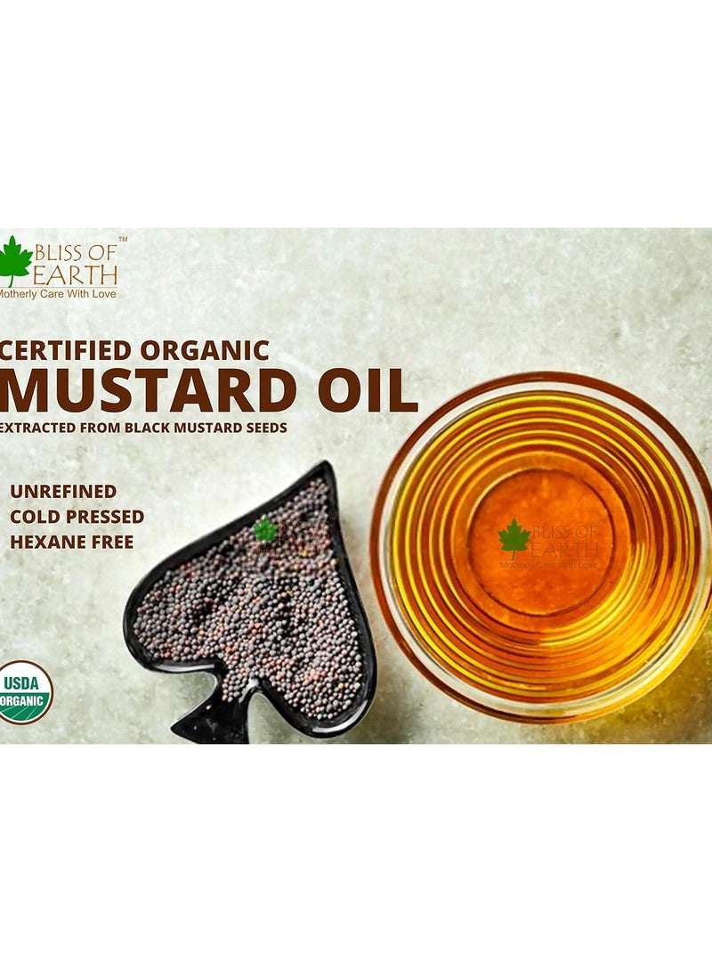 BLISS OF EARTH Bliss Of Earth 1 Liter Mustard Oil Organic Unrefined Cold Pressed Oil for Cooking Hair & Skin Pack of 5 - Image 2