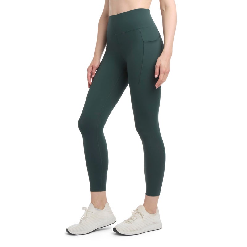 Danskin Women's Satin Stitch Shaped Back 7/8 Leggings, Evergreen, Large - Image 2