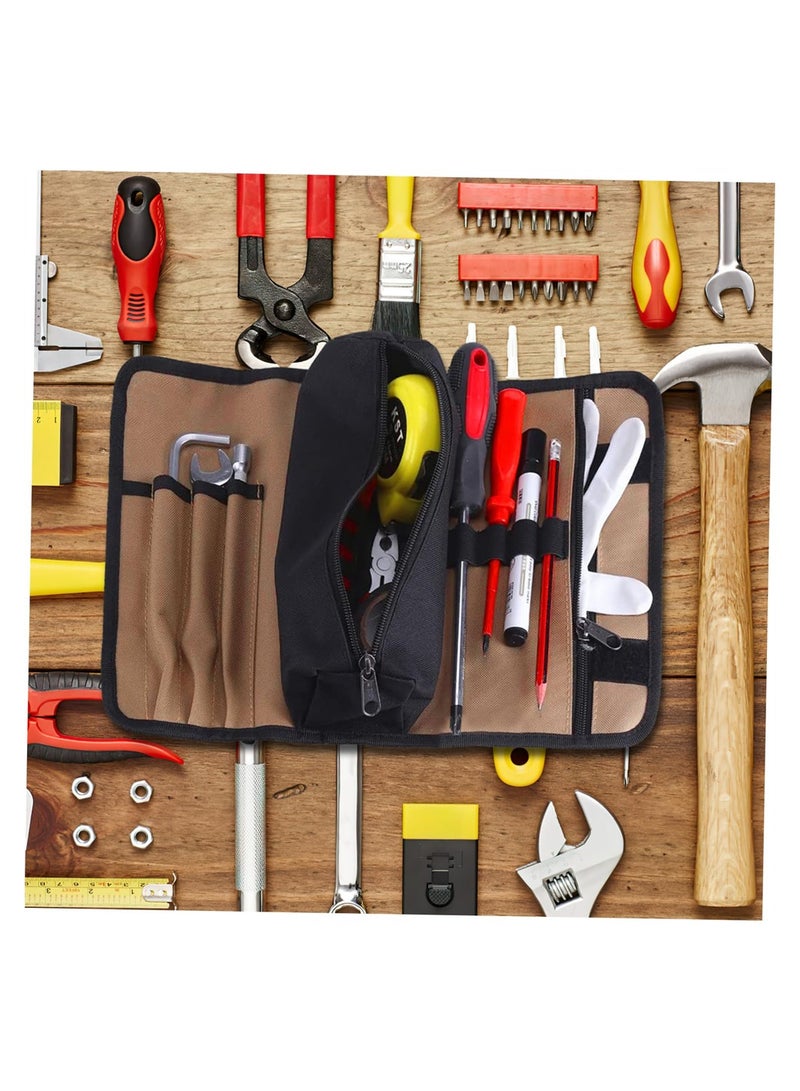 SYOSI Roll Hand Tool Bag, Canvas Zipper Pouch Multi Function Pencil Case, 600D Oxford Fabric Portable Tool Pouch, Storage Bag, Wrench Roll Up Tool Bag for Electrician, Plumber, Carpenter - Image 4