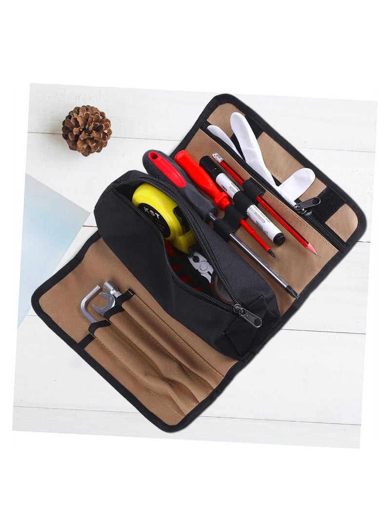 SYOSI Roll Hand Tool Bag, Canvas Zipper Pouch Multi Function Pencil Case, 600D Oxford Fabric Portable Tool Pouch, Storage Bag, Wrench Roll Up Tool Bag for Electrician, Plumber, Carpenter - Image 3