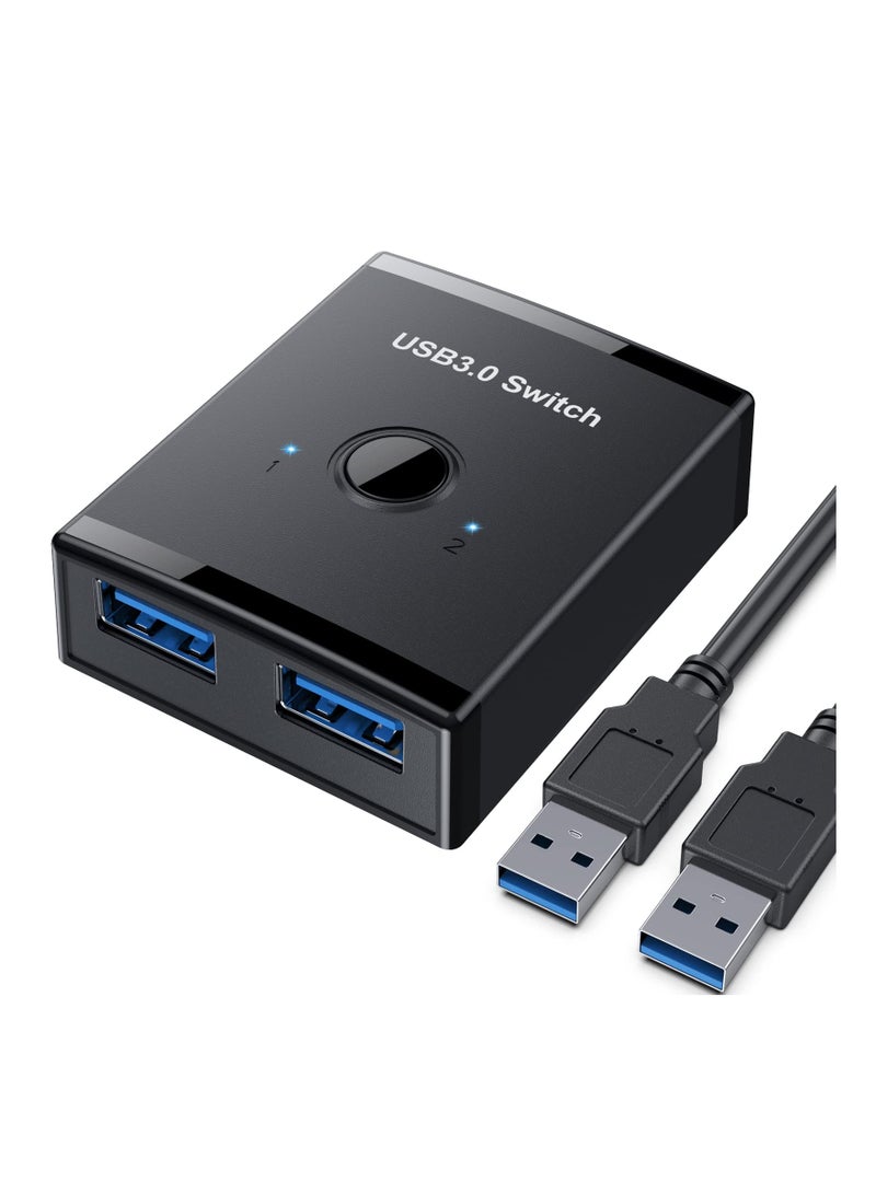 SYOSI USB 3.0 Switch Selector Bi-Directional USB Switch 2 in 1 Out 1 in 2 Out USB Switcher Adapter for Keyboard Mouse Scanner Printer - Image 1