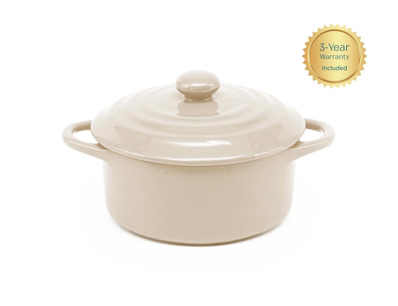 Kook Ceramic Mini Cocotte Set, Small Casserole Dishes with Lids and Handles, Individual Baking Ramekins, Oven, Microwave & Dishwasher Safe, Stoneware, 12 oz, Set of 4, Ivory - Image 3