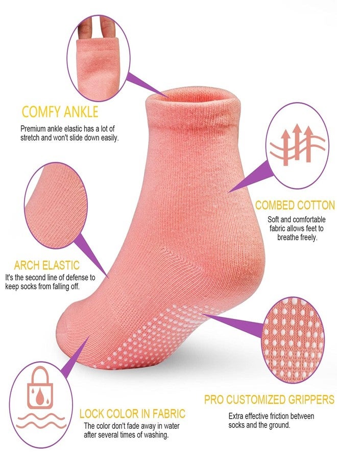 GRPSKCOS Toddler Non Slip Socks 12 Pairs Girls Grip Anti Skid Sock for Girls（#4 Bright, 3-5T - Image 4