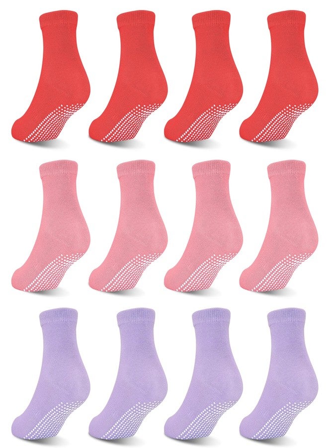 GRPSKCOS Toddler Non Slip Socks 12 Pairs Girls Grip Anti Skid Sock for Girls（#4 Bright, 3-5T - Image 1