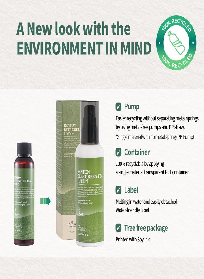 BENTON Deep Green Tea Face Moisturizer 4.05 fl.oz | Hydrating Korean Green Tea Face Lotion | Soothing & Refreshing Moisturizer for Acne Prone Skin - Image 5
