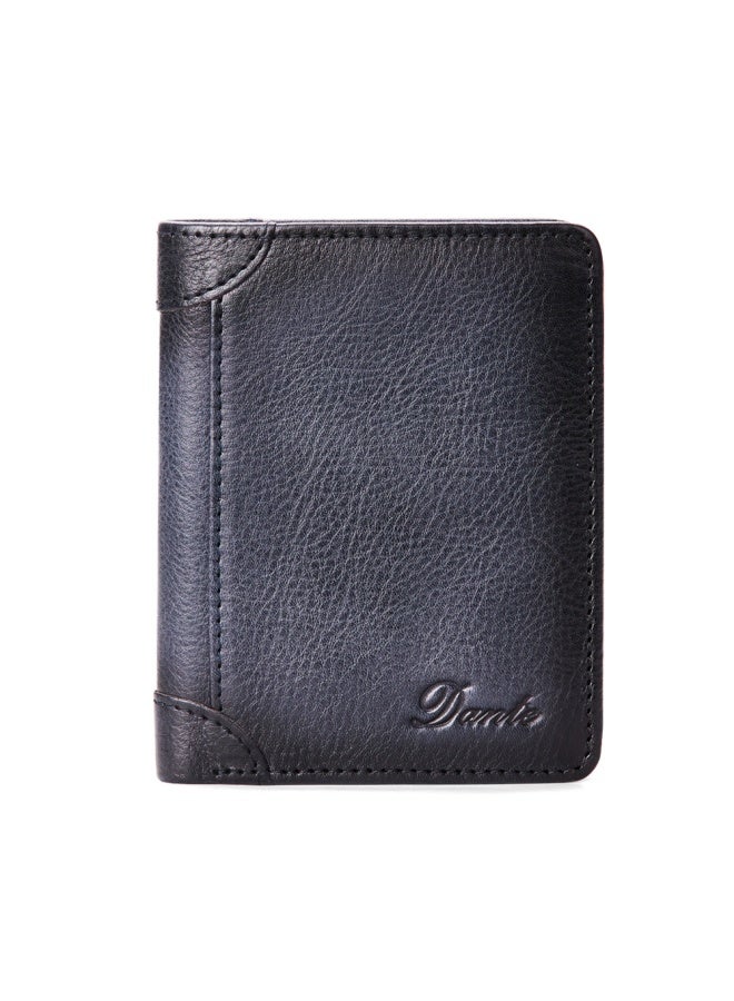 Dante Men's Wallet First-layer Cowhide Anti-theft Card Swiping RFID Genuine Leather Wallet Blue - Image 1