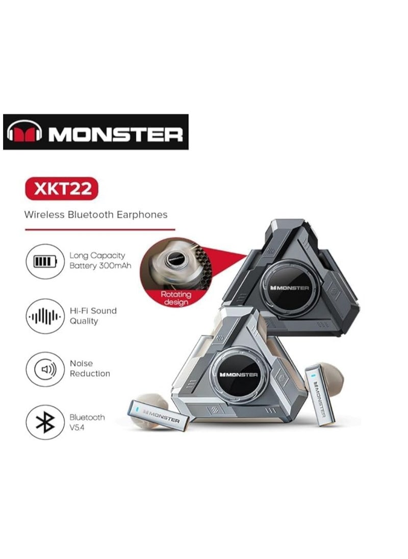 Monster - Monster MONSTER XKT22 Gaming Earphones TWS Wireless Bluetooth 5.4 Headphones Unique Design Sports Noise Reduction Earbuds With Mic - Image 1