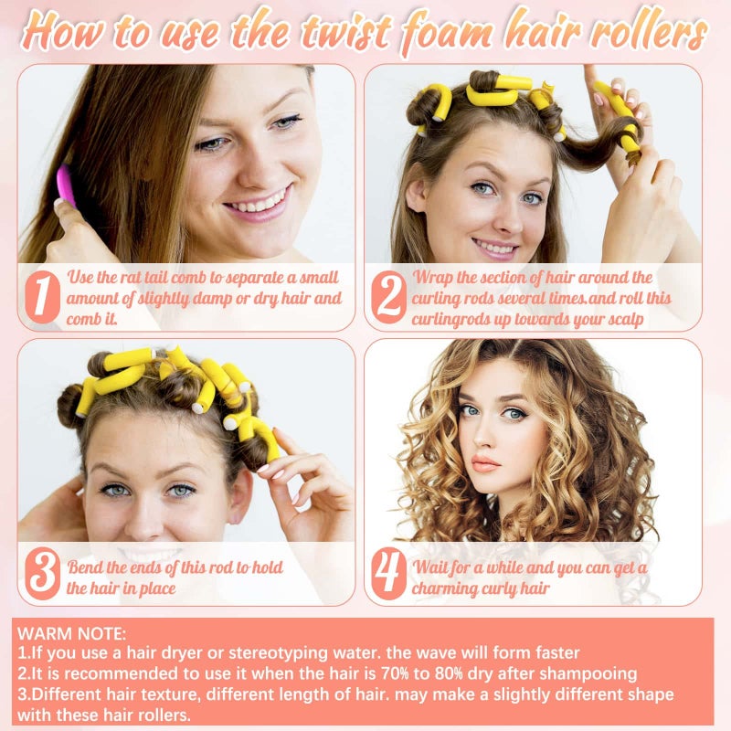 selizo 30Pcs 9.45" Flexible Curling Rods No Heat Hair Rollers Curlers with 3 Sizes Foam Curlers Hair Rods for Long Hair - Image 4