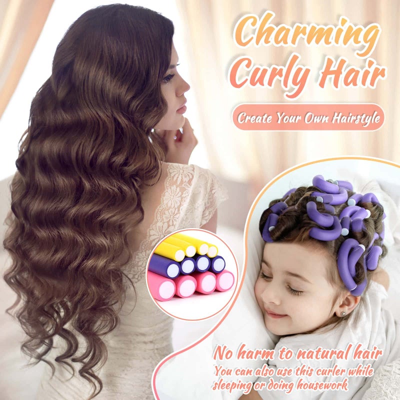 selizo 30Pcs 9.45" Flexible Curling Rods No Heat Hair Rollers Curlers with 3 Sizes Foam Curlers Hair Rods for Long Hair - Image 5