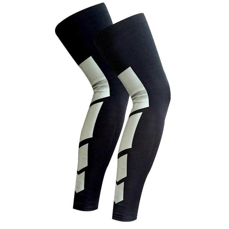 Just Care 1 Pair Anti Slip Full Length Compression Leg Sleeve Calf & Shin Splint Support Protect for Pain Relief & Recovery (Black, M) - Image 5