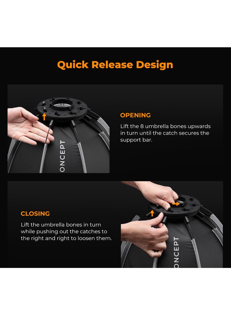 كيه آند إف كونسبت سوفت بوكس ثماني الشكل 40 سم K&F Concept KF18.0013 بتركيب Mini Bowens مع شبكة تحكم بالإضاءة لمصابيح LED للتصوير - Image 4