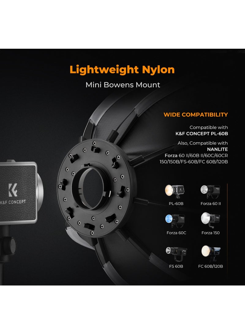 كيه آند إف كونسبت سوفت بوكس ثماني الشكل 40 سم K&F Concept KF18.0013 بتركيب Mini Bowens مع شبكة تحكم بالإضاءة لمصابيح LED للتصوير - Image 3