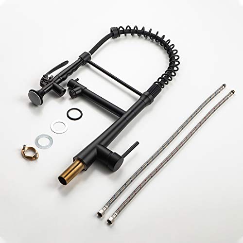 AIMADI Black Kitchen Faucet with Sprayer,Commercial Faucet Kitchen Single Handle Spring Pull Down Kitchen Sink Faucet with LED Light,Matte Black - Image 5