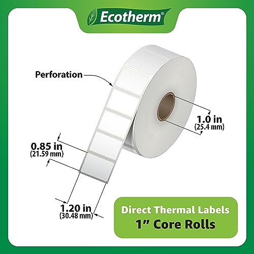 Ecotherm 1.2" x .85" Thermal Labels | 4 Rolls | 8800 Labels | fits Zebra, Godex, Arkscan, iDPRT, Offnova Thermal Label Printers and More | Blank White Adhesive Stickers by Ecotherm - Image 3