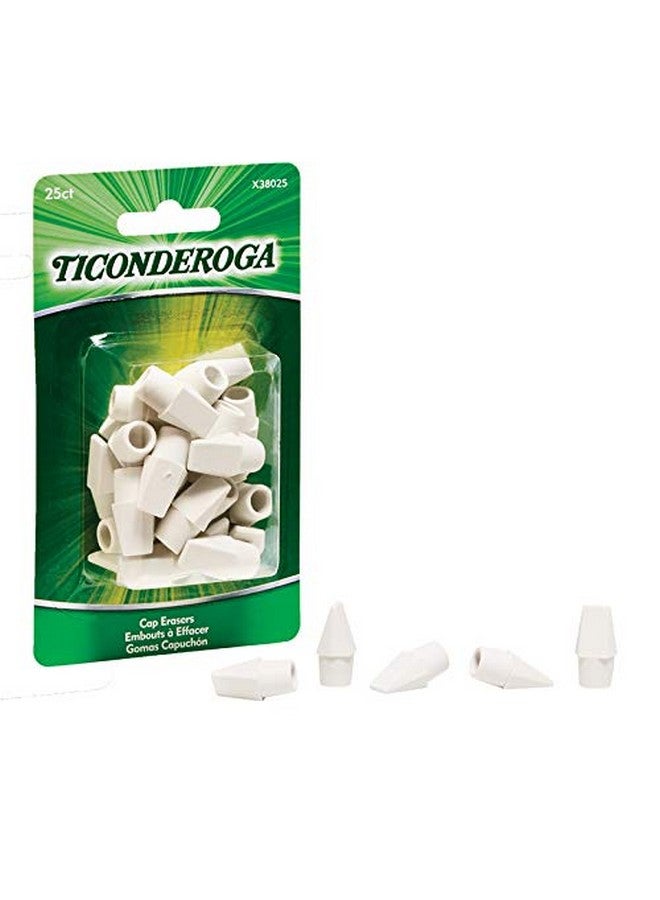 Dixon Ticonderoga Dix38025 Wedge Cap Erasers For Grade K-12, White - 25 Count25