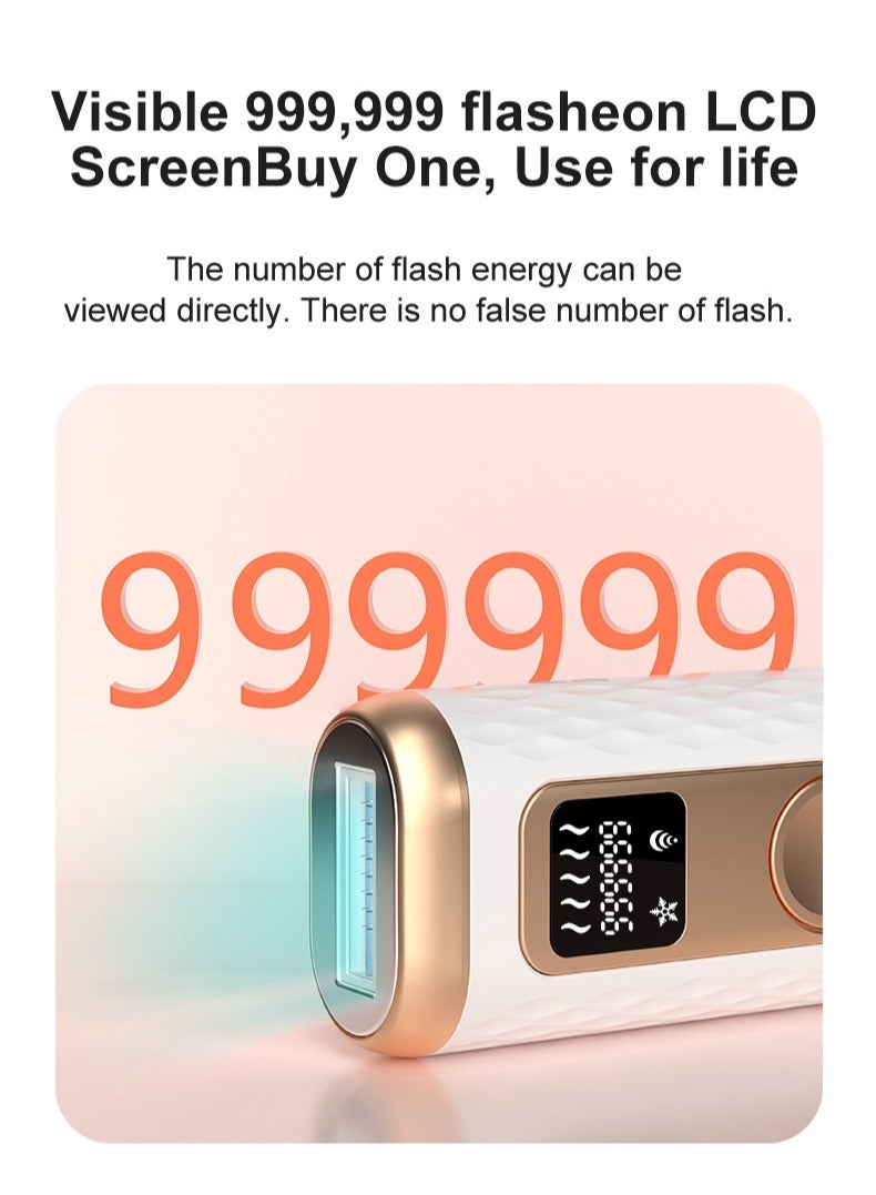 Laser Hair Removal for Women and Men, Hair Removal Device with Ice Cooling Care Function for Nearly Painless Result, for Body Facial Armpits Legs Arms(White Gold) - Image 4