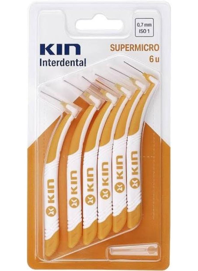 KIN Interdental Supermicro Brushes, 0.7mm ISO 1, Pack of 6