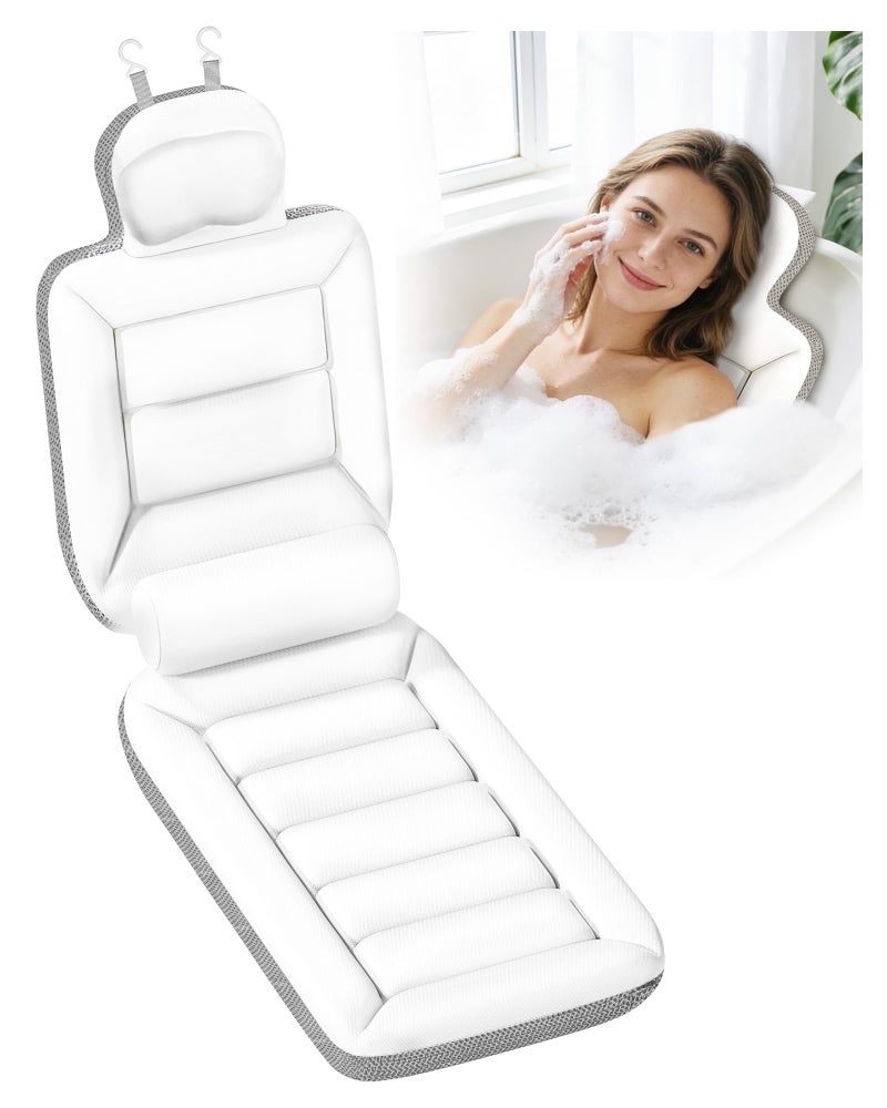 HWZ Full Body Bath Pillow for Bathtub, Thick Luxury Bathtub Cushion with Movable Lumbar Support and Laundry Bag, Bathtub Pillows for Head, Neck and Back Support, Bathtub Accessories for Women Spa Gift - Image 1