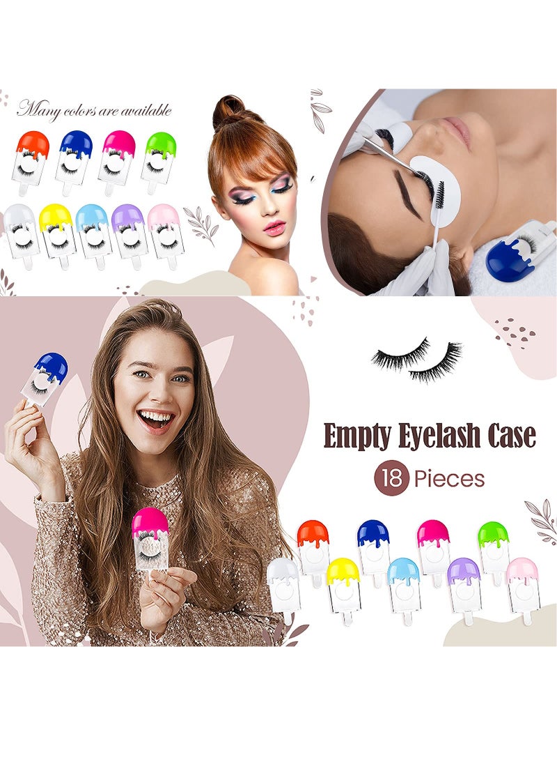 SYOSI - 18 Pcs Empty Eyelash Case Lash Boxes, Cute Eyelash Packaging Box Container Holder Case, Fake Lash Cases, Ice Cream Shaped Plastic False Lash Packaging Organizer Tray Storage Case for Women Girl - Image 1