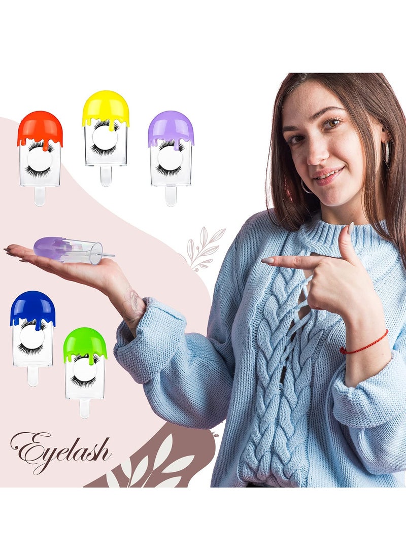 SYOSI - 18 Pcs Empty Eyelash Case Lash Boxes, Cute Eyelash Packaging Box Container Holder Case, Fake Lash Cases, Ice Cream Shaped Plastic False Lash Packaging Organizer Tray Storage Case for Women Girl - Image 1