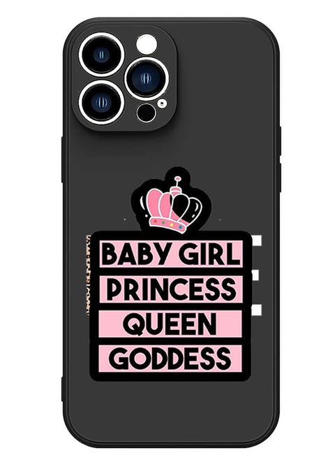 Protective Slim Fit Case Liquid Silicone Cover with Full Body Protection Anti-Scratch Shockproof Case For iPhone 13 Pro Black  - Baby Girl Princess white copy
