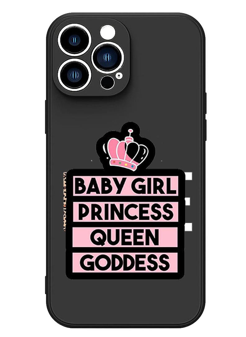 Protective Slim Fit Case Liquid Silicone Cover with Full Body Protection Anti-Scratch Shockproof Case For iPhone 13 Pro Black  - Baby Girl Princess white copy