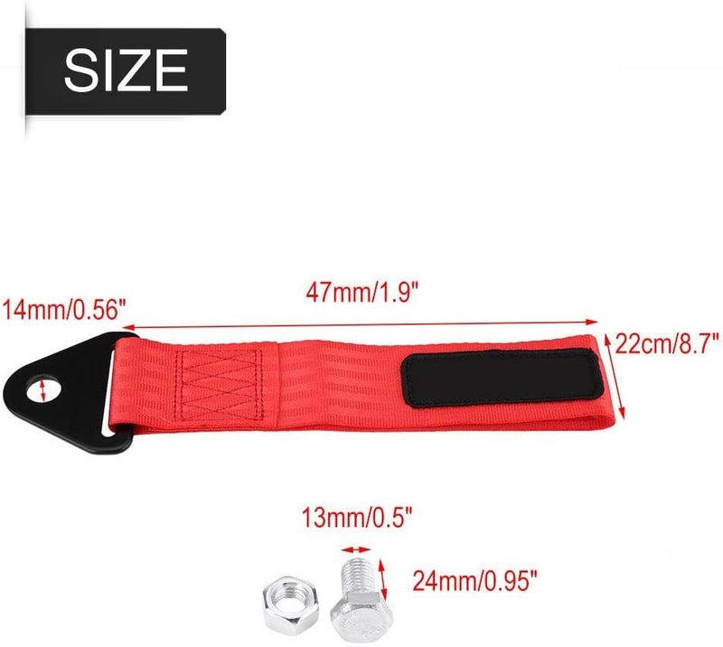 Car Tow Straps Universal Racing Tow Strap, High Strength Nylon Tow Rope Strap Traction Rope Trailer Hook for Front Rear Bumper Towing Hook Black(Red) - Image 5