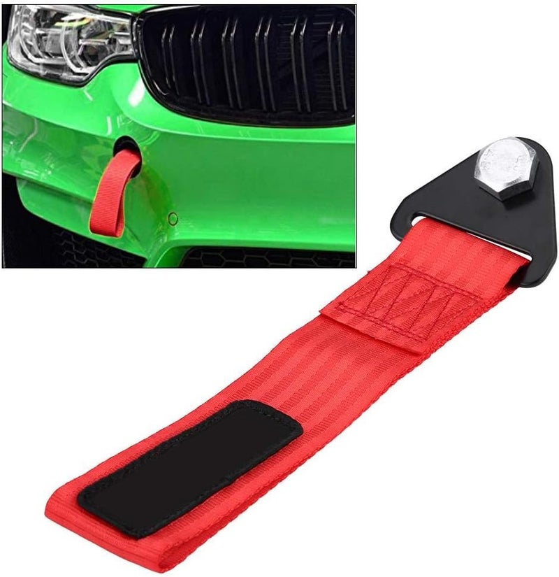 Car Tow Straps Universal Racing Tow Strap, High Strength Nylon Tow Rope Strap Traction Rope Trailer Hook for Front Rear Bumper Towing Hook Black(Red) - Image 3